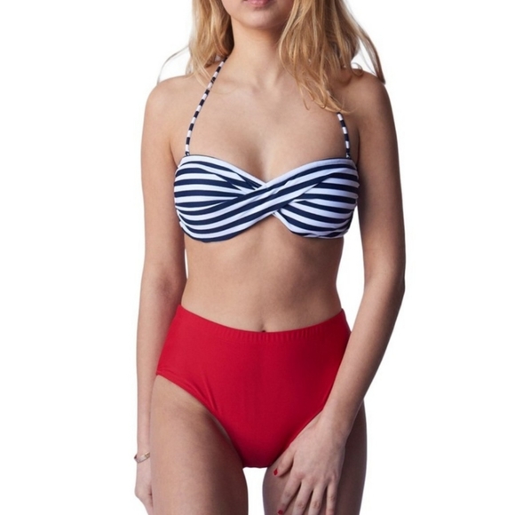 marina west Other - NWT - Navy & White stripe bikini with red bottoms